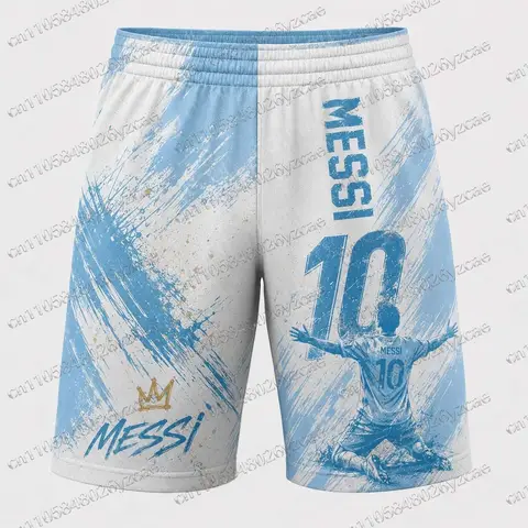 Messi 10 Soccer Shorts Blue White Graphic Football Training Shorts Men Summer Fan Sportswear Kid Kits