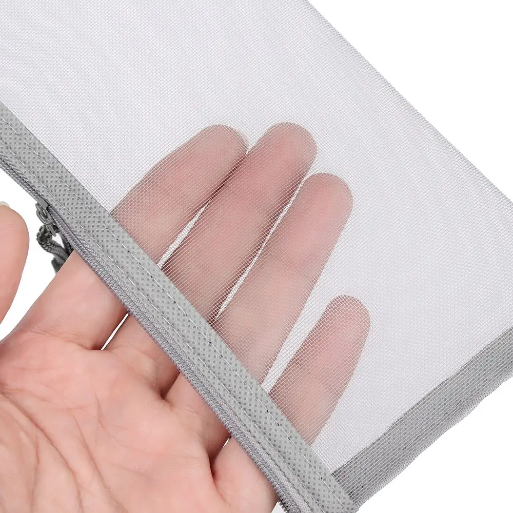 

1pc Nylon Fashion Makeup Handbags Coin Purse Cosmetic Mesh Pen Bag Zipper Pencil Case Cosmetic Storage Transparent Grid