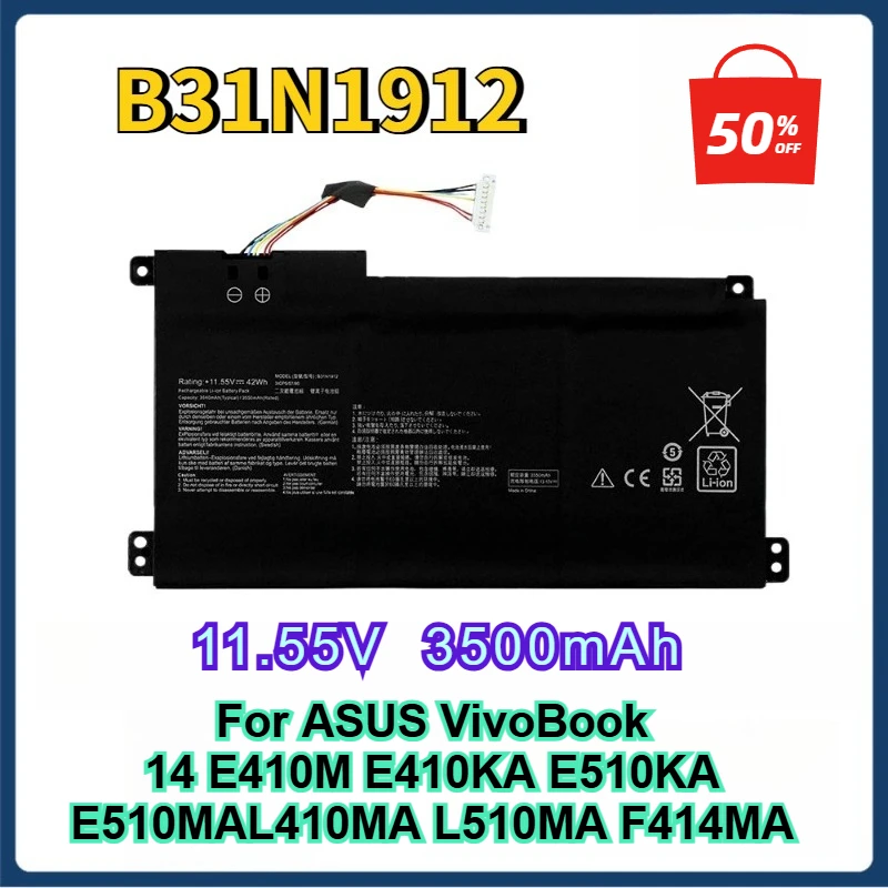 

3350mAh B31N1912 C31N1912 Laptop Battery for ASUS VivoBook 14 E410M E410KA E510KA E510MA L410MA L510MA F414MA E410KA-EK037WS