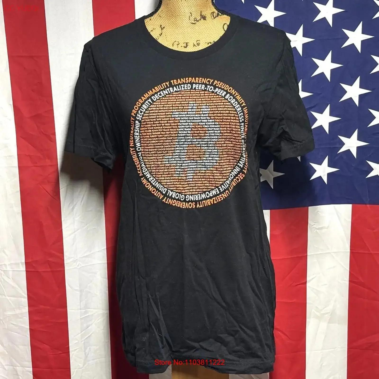 T-shirt graphique Bitcoin avec logo de crypto-monnaie, M peer blockchain sovereignty vintage, unisexe, effet délavé, pour un usage quotidien