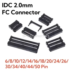 10Pcs 2.0 2mm Pitch FC 2X3/4/5/6/7/8/10/12/13/15/17/20/25 Pin IDC Female Header Socket Connector For 1.0mm Flat Cable