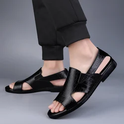 New In Sandals for Men Genuine Leather Fashion Casual Platform Outdoor Breathable Men's Beach Sports Flats Sandals Spring Summer