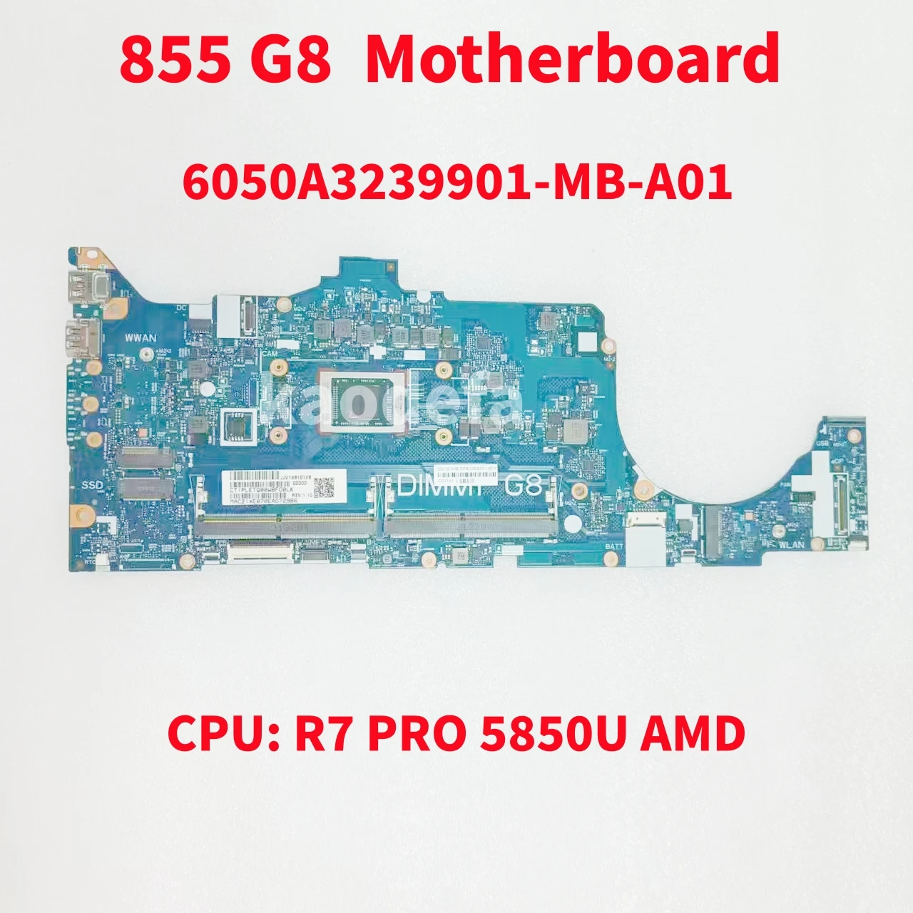 Placa base 6050A3239901 para ordenador portátil HP 855 G8, CPU: R7 PRO 5850U AMD 100%, prueba OK