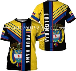 Colombia Flag & Coat of Arms Graphic Tee Summer Casual Pullover Men's Fashion Loose T-shirts Boy Oversized Short Sleeves Tops