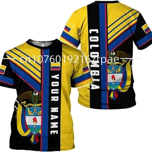 تي شيرت رسومي من العلم الكولومبي وشعار النبالة للرجال ، كنزة صوفية غير رسمية ، أزياء كبيرة جدا ، قمصان فضفاضة للأولاد ، بلوزة قصيرة الأكمام ، صيفي أفضل 12 ملابس كولومبيا مبيعا - رقم 5