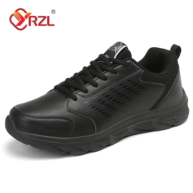 

YRZL Men Running Shoes Athletic Leather Sport Shoes Lace-up Men Outdoor Sneakers Lightweight Men Shoes Tenis Masculino