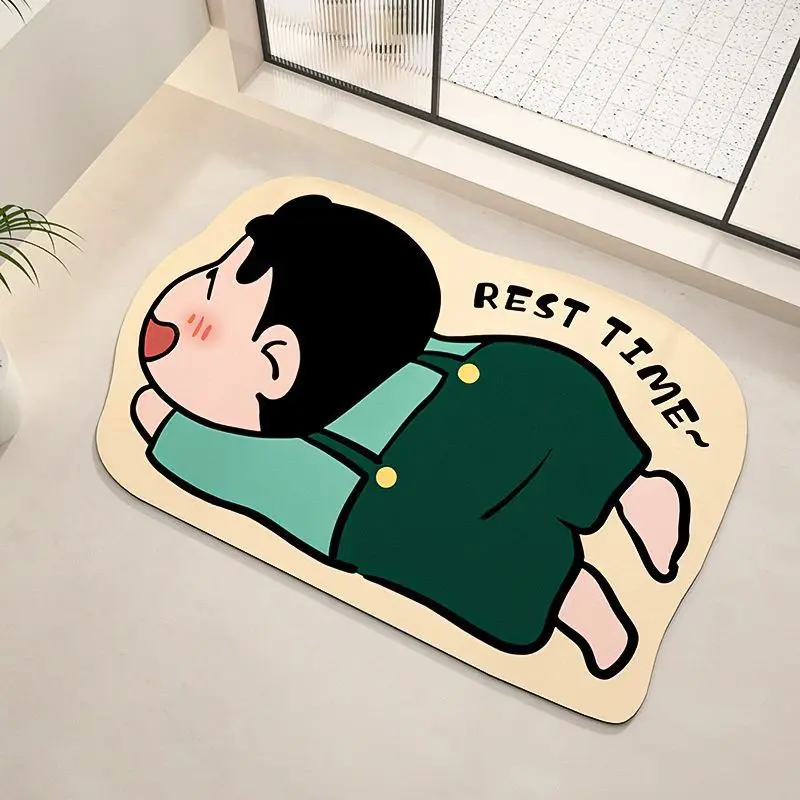 Cute Crayon Shin-Chan New Bathroom Floor Mat Kawaii Anime Bathroom Non-Slip Absorbent Mat Diatomite Ins Bathroom Carpet Gift