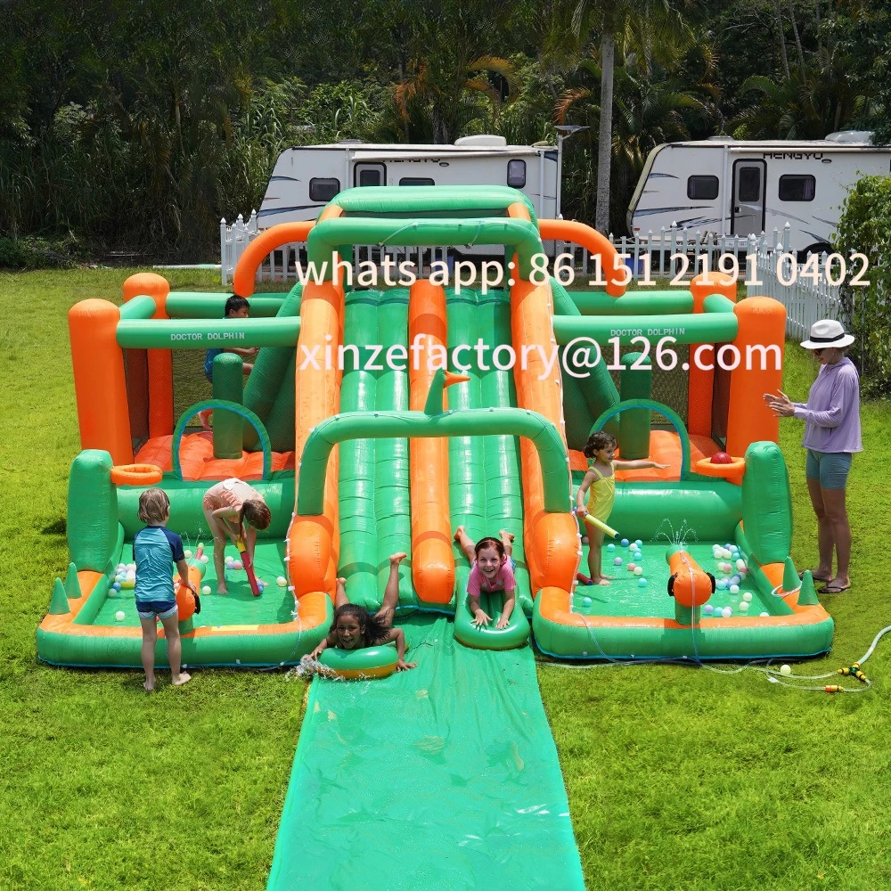 

Customizable Family Water Park Water Jet Inflatable, Slide
