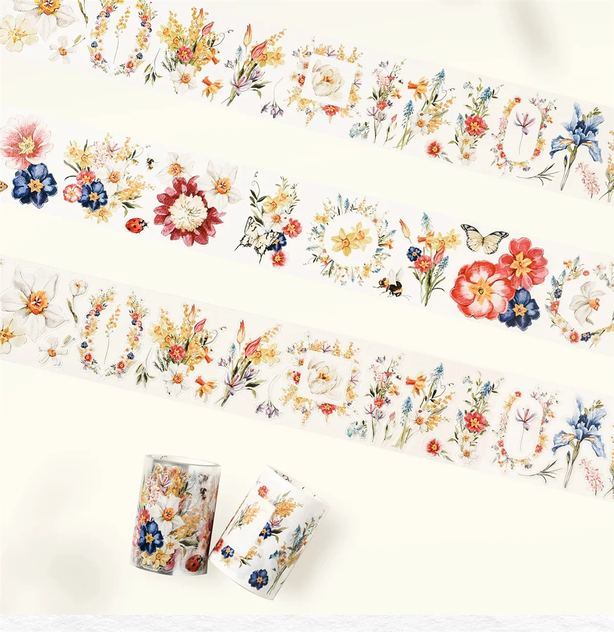 WT Studio Vintage Spring Birds Floral Washi PET Tape for Plan Card Making DIY Scrapbooking Plan Decorative Sticker