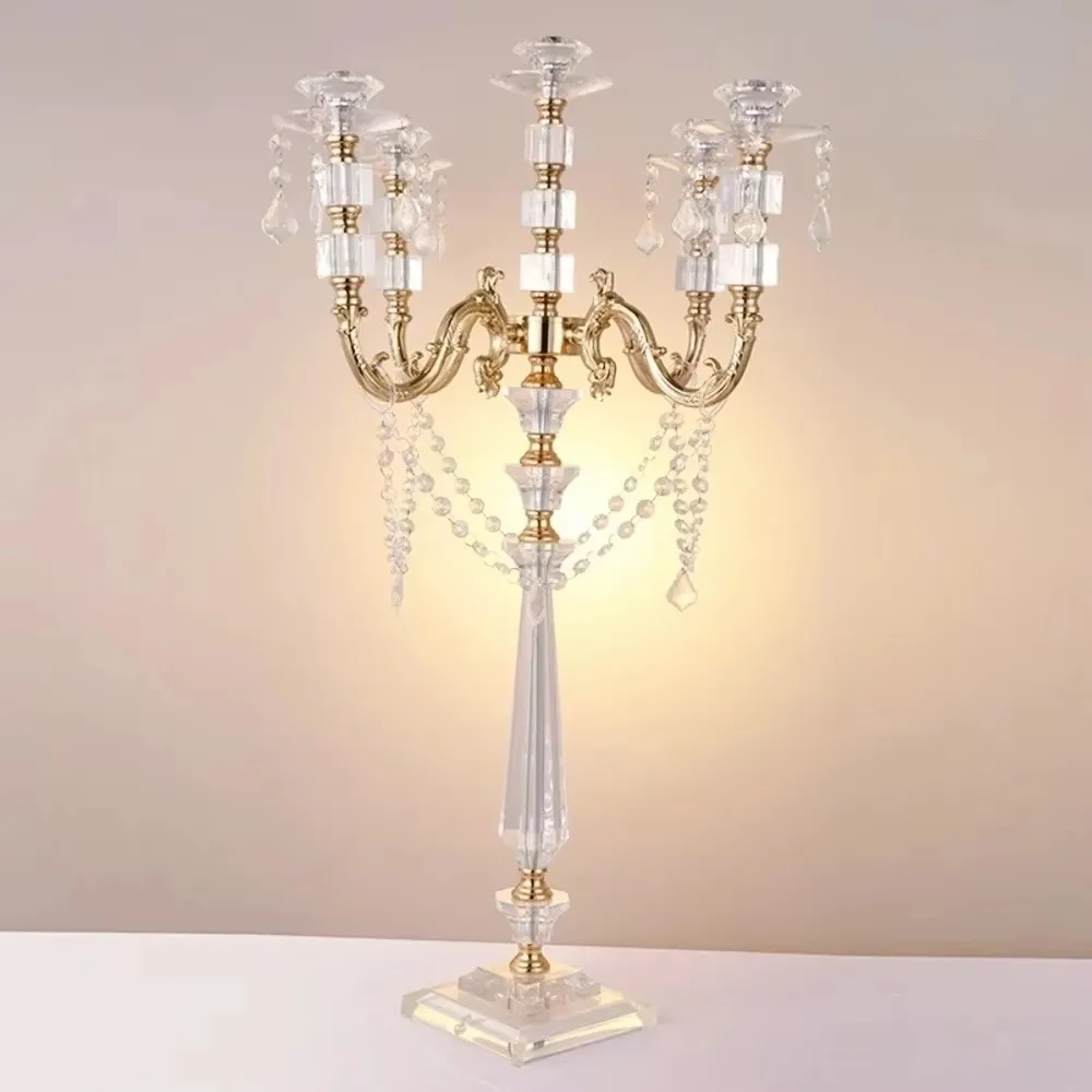 Acrylic Candle Holders with Crystal Pendants, Wedding Centerpieces, Marriage Candlestick, Home Decor, 77 cm, 30 