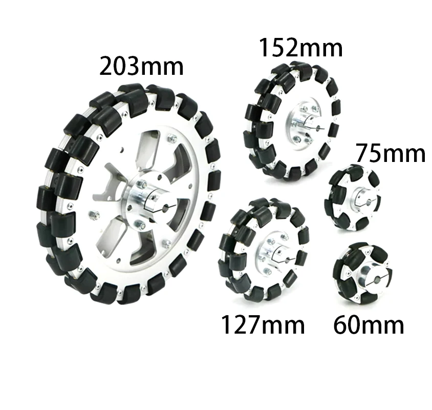 40Kg Load Omnidirectional Wheel Aluminum Alloy Fulai Tires 127 152 203mm Omni Wheel Robot Ros Platform Omnidirectional Motion
