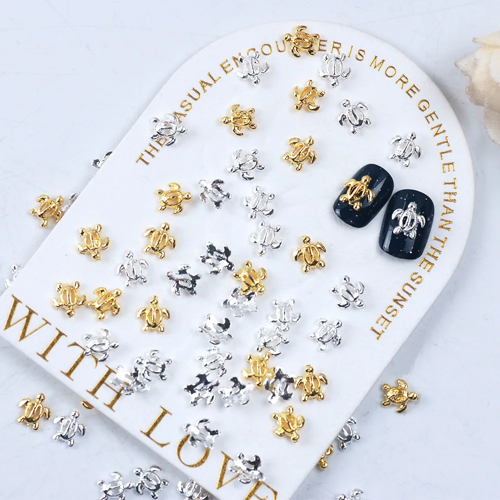 10pcs/Package Gold Ocean Nail Thick Alloy Turtle Silver Handmade DIY Rivet Material UV Dropping Glue Metal Jewelry Accessories
