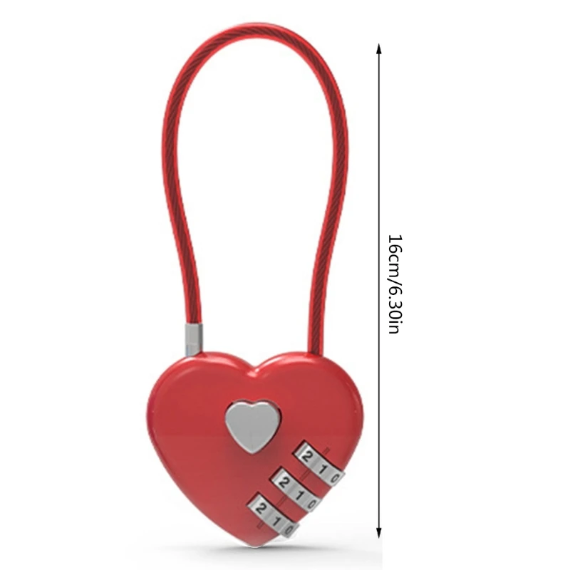 3 Bit Digital Password Lock Resettable Combination Padlock Heart Couples Gift Drosphip