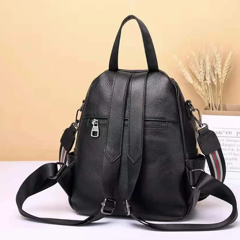 New Fashion Luxury Brand Cowhide Genuine Leather Women Backpacks Female Ladies Girl Student Korean Casual Designer Backpack