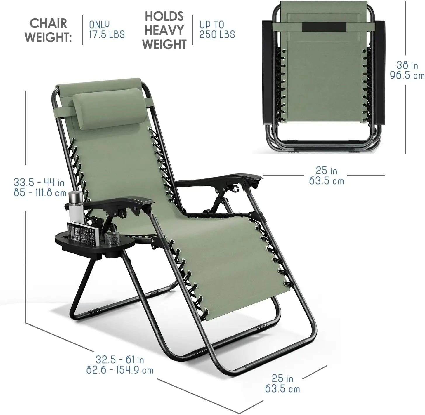 Zero Gravity Chairs Set of 6 - Sage Green