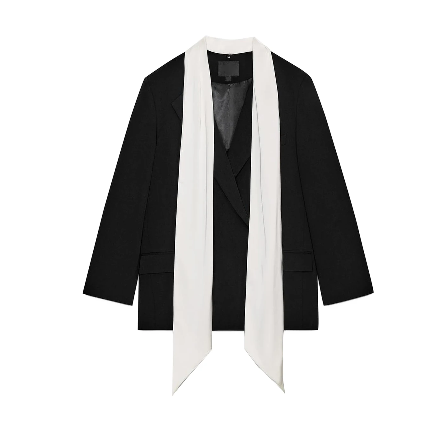 Winter New Women's Suit Coat with oulder Pads Long Sve Turn-down Collar Detachable Color Blo Scarf Casual Sle Polyes...