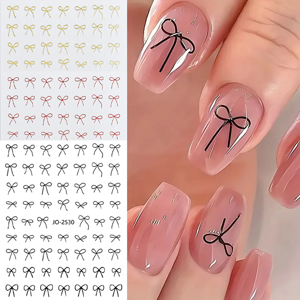 Metall Laser Silber Schleife Nagelaufkleber Selbstklebende glänzende Glitzer Schleife Nail Art Aufkleber Geeignet für DIY Nail Art Dekorationen