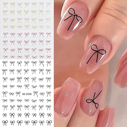 Metal Laser Silver Bow Nail Stickers Self-adhesive Glossy Glitter Bow Nail Art Stickers Suitable for DIY Nail Art Decorations