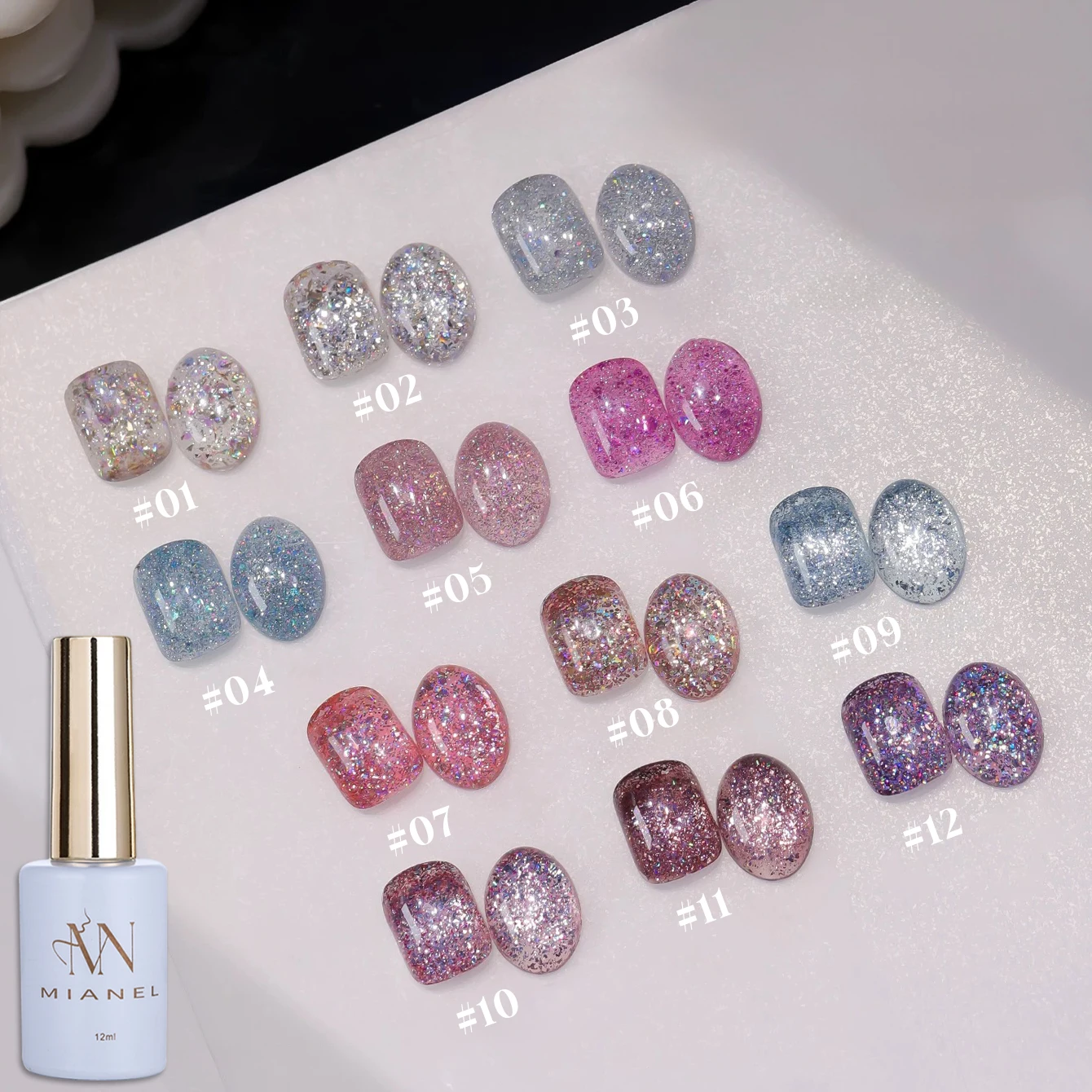 MIANEL 12 ml Sommernägel Wishing Star Burst Glitzer-Gel-Nagellack 2025 Whitening Beliebte feine glitzernde gebrochene Diamantnägel