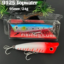 24g 95mm Topwater Popper Fishing Lure Twitch Wobblers with Water Spray Floating Artificial Hard Bait Saltwater Bass accessories
