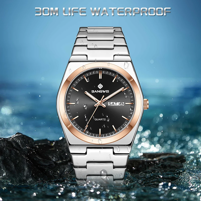 LIGE 2026 أفضل الساعات الفاخرة للرجال BANGWEI موضة كوارتز ساعات المعصم الرياضة مقاوم للماء مضيئة تاريخ ساعة رجالي Reloj Hombre #5