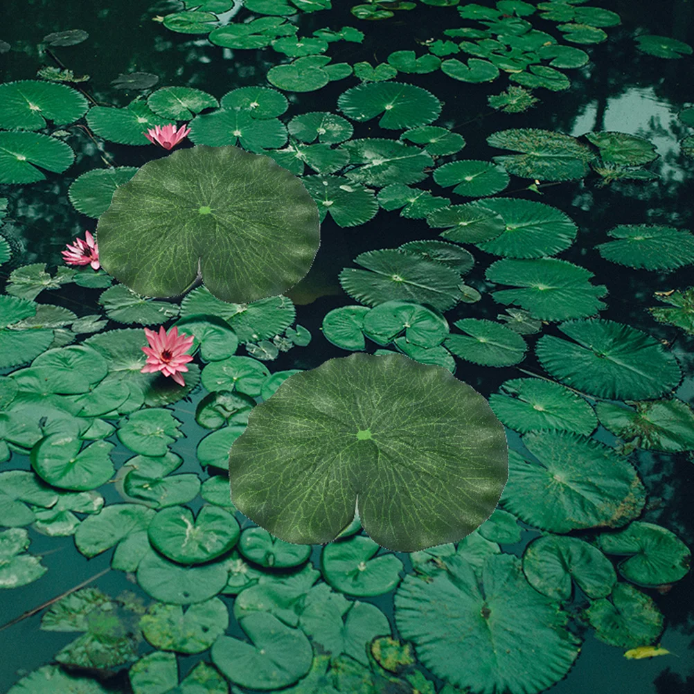

12 Pcs Lotus Leaves Decorations Floating Pond Lotus Leaf Lily Pads for Pool Green Artificial Pond Garden Ornament
