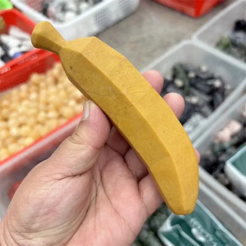 Natural Yellow Quartz Banana Carving Statue Crafts Animal Polished Healing Figurine Home Ornament Gift 1PCS