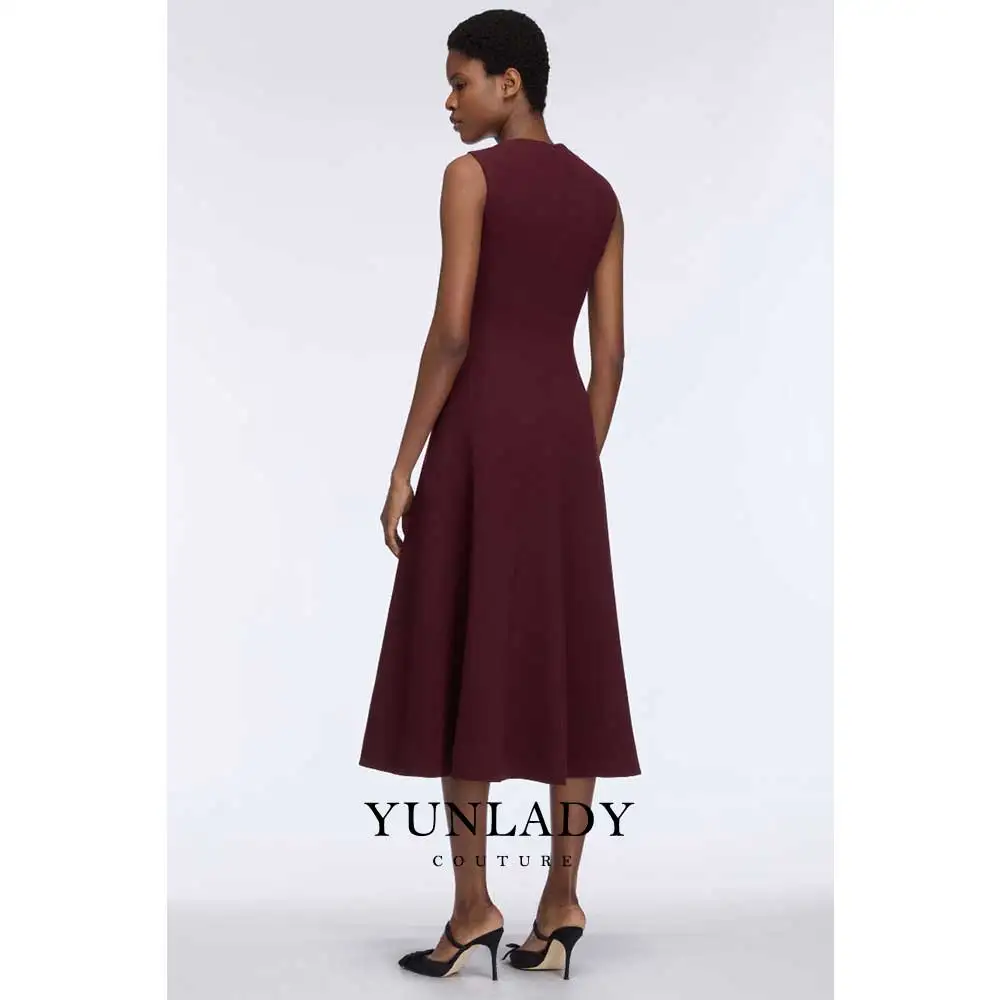 YUNLAN Customized 2 Pieces Cocktail Dress Blue 3/4 Sleeves Modern Cocktail Gowns for Women 2026 Tea Length Formal Party Dress