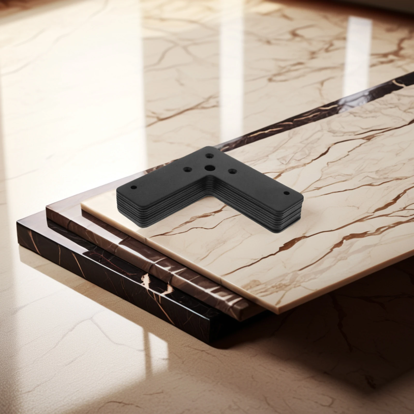 

10 Pcs Black Stainless Steel L Shape Brackets Right Angle Fixer Flat Corner Brace Plates for Wood Furniture Shelves