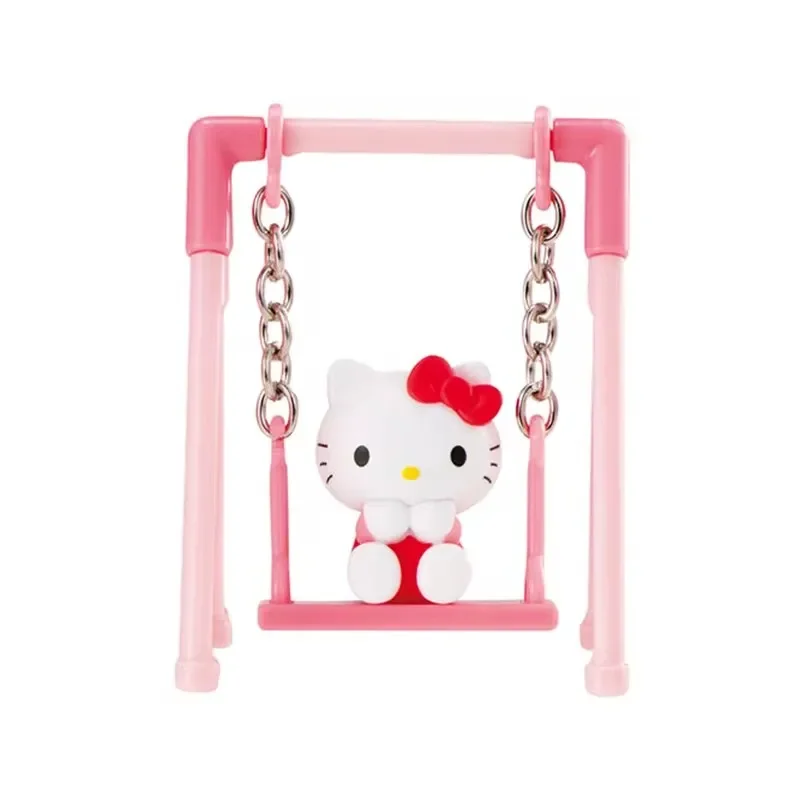 Hello Kitty Figures Sanrio Cinnamoroll Action Figures Melody Pom Pom Purin Play On The Swing Gashapon Sanrio Gifts Kawaii Toys