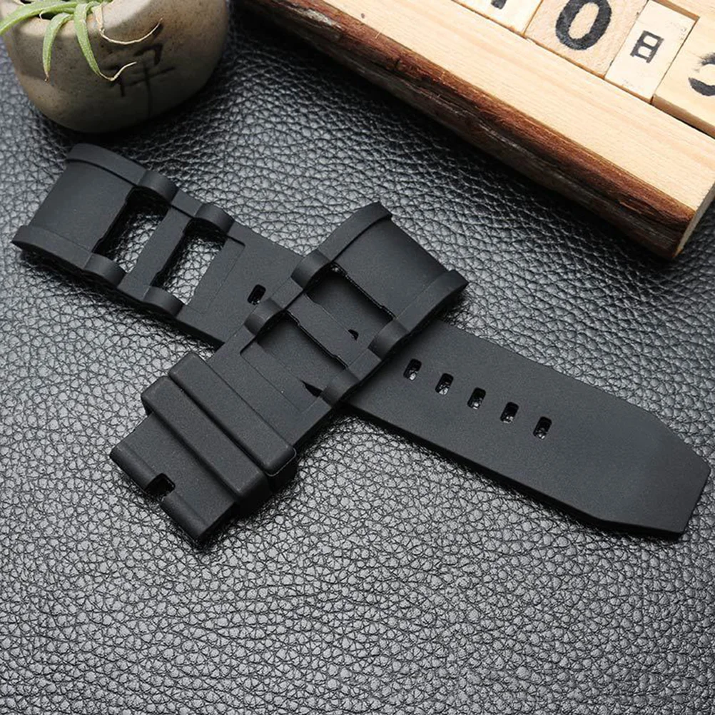 26mm Black Comfortable Silicone Watch Strap Replacement Smart Bracelet for Watchband Waterproof Sports Silica Belt