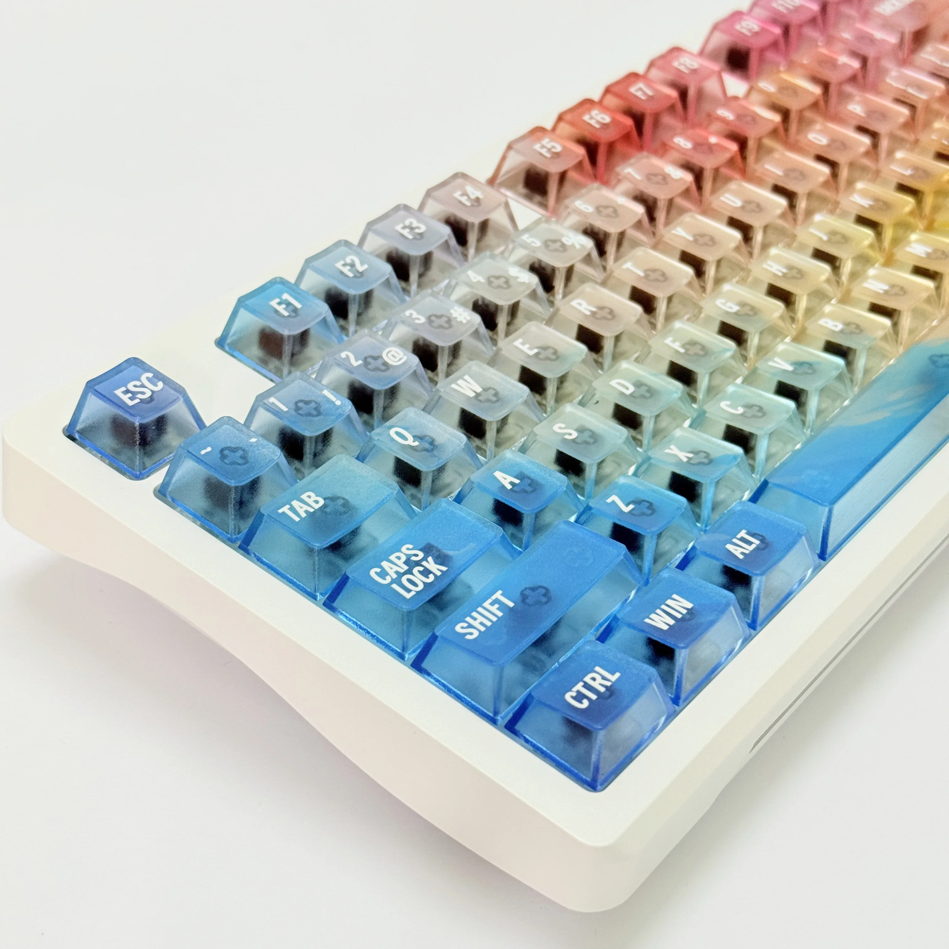 

Gradient Transparent keycaps with box PC 119 key Frosted Keycap Gaming Office mechanical keyboard for 60% 65% 75% 100% layout