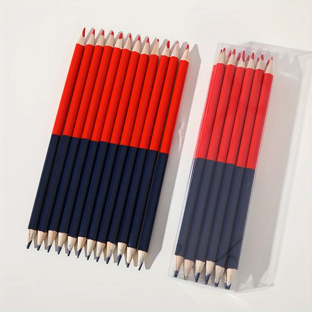 5/12/24 PCS Red & Blue Dual Color Pencils, Double-Ended Wooden Pencils for Drawing, Coloring, School and Office, Back to School