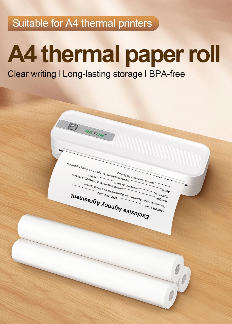 2 Rollen A4 Thermopapier 7,5m Schnelltrocknend und beschreibbar 15m große Thermopapierrolle – Detail 1