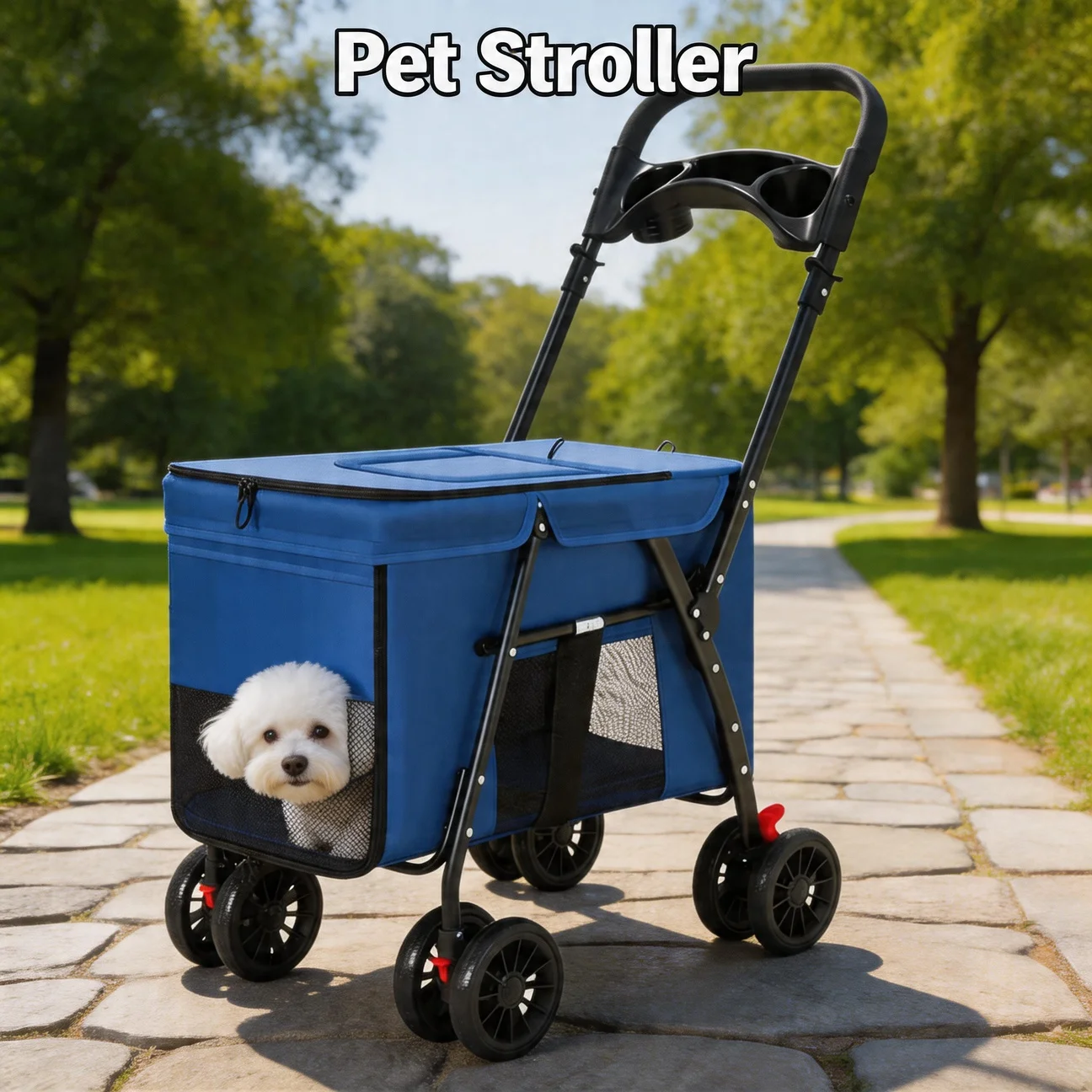 

Cat Dog Stroller Breathable Outdoor Portable Foldable Pet Stroller Suitable for Small Medium Large Pet 4 Wheel Shockproof