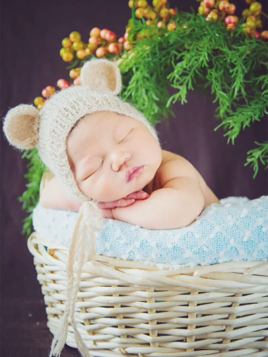 

Newborn Mohair Teddy Bear Hat Baby Photography Props Newborn Photo Props