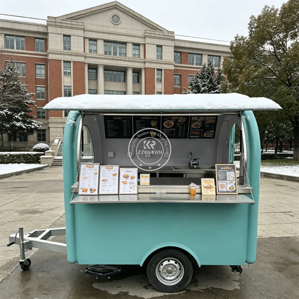 

Concession Trailer Mobile Ice Cream Burger Food Trailer Food Cart Coffee Hot Dog Food Truck with Stainless Steel Kitchen