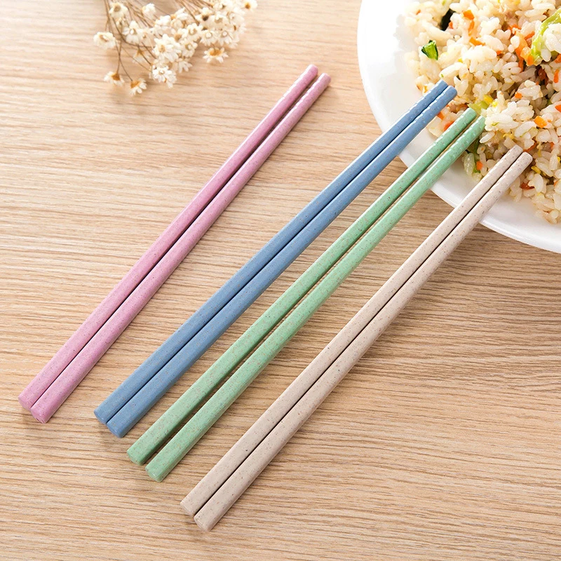 1 Pair Of Wheat Straw Chopsticks Healthy Tableware Non-slip Chinese Chopsticks Kitchen Tools Reusable Sushi Food Tableware