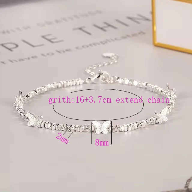 VENTFILLE 925 스털링 실버 나비 팔찌 소녀 구슬 문자열 디자인 곤충 패션 다목적 보석 선물 Dropshipping