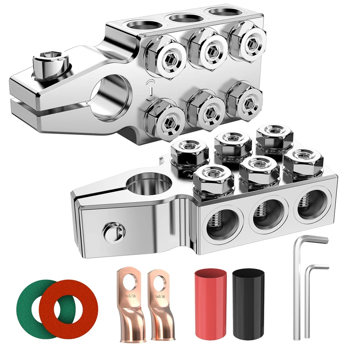 Battery Terminal Connectors, 12-Way Battery Terminal Clamps, Battery Terminals Top Post 8AWG Up to 4/0(XL) AWG Gauge