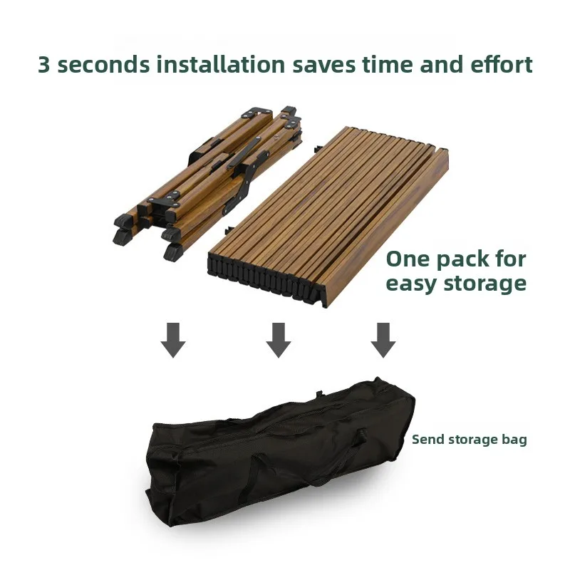 Black Aluminum Roll Up Camping Table Portable Folding Picnic Desk Outdoor BBQ Party