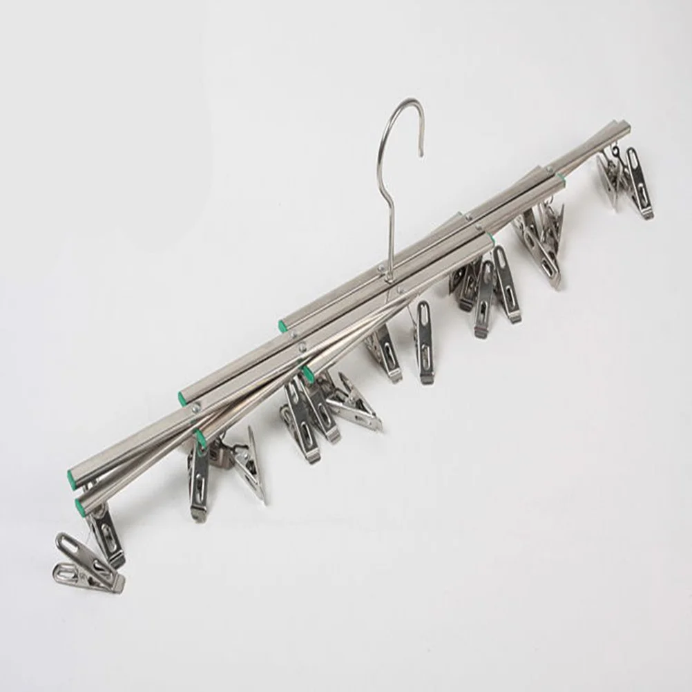 

Foldable Clothes Drying Rack Stainless Steel 20 Clips Windproof Small Laundry Organizer Indoor Outdoor Clothes Drying Rack