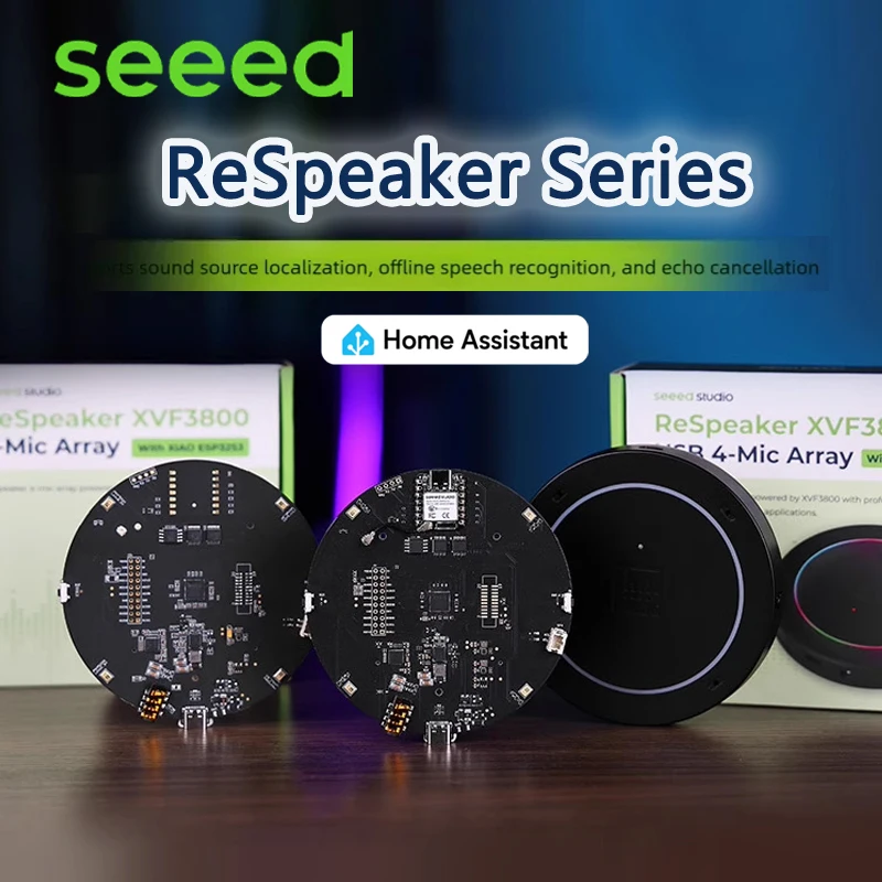 

Микрофонный массив Seeed ReSpeaker Series XVF3800/USB XVF3000 / XMOS XVF3800 ESP32S3/5W, опционально с динамиком, 4-микроволновый массив для чистого голоса
