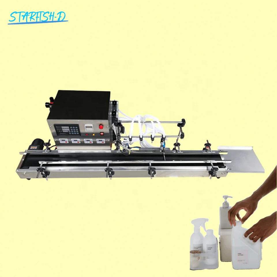 Automatic 4 Head Peristaltic Pump Filling Machine Detergent Soap Oil Conveyor Belt Bottle Liquid Filling Machine Line