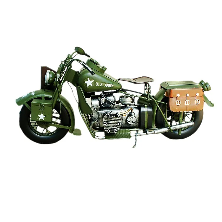 Large Retro Motorcycle Model Green Static Metal Motorcycle Model Home Decoration Collectibles Crafts Best Gift For Friend