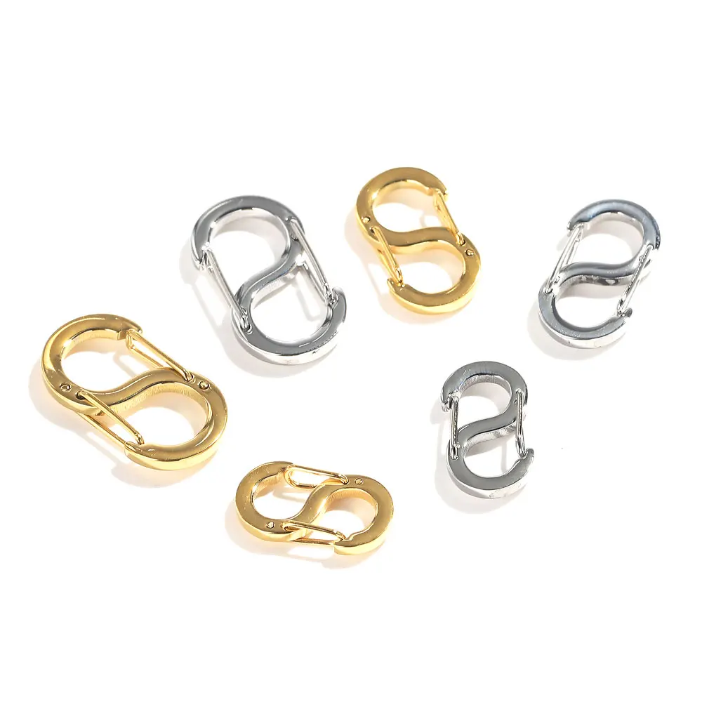 4pcs S-type Buckle Snap Hook Carabiner Necklaces Connectors Stainless Steel Jewelry Making Supplies DIY Connector Findings