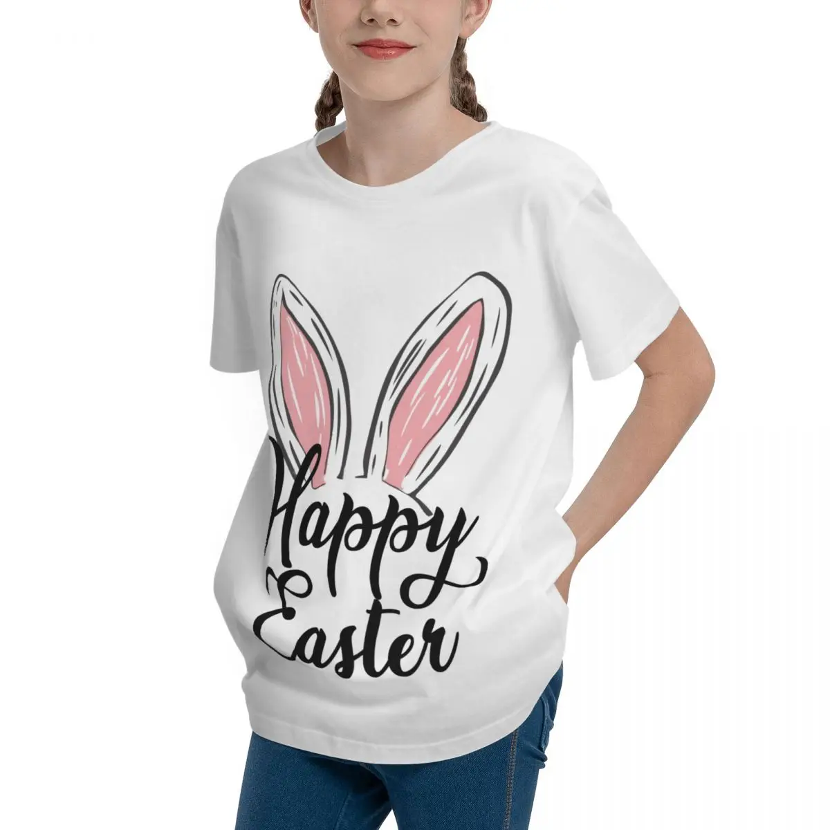 Happy Easter Bunny Ears Colorful Spring For A Top quality Tees Novelty Casual Fitness Crewneck Teeanger T-Shirt