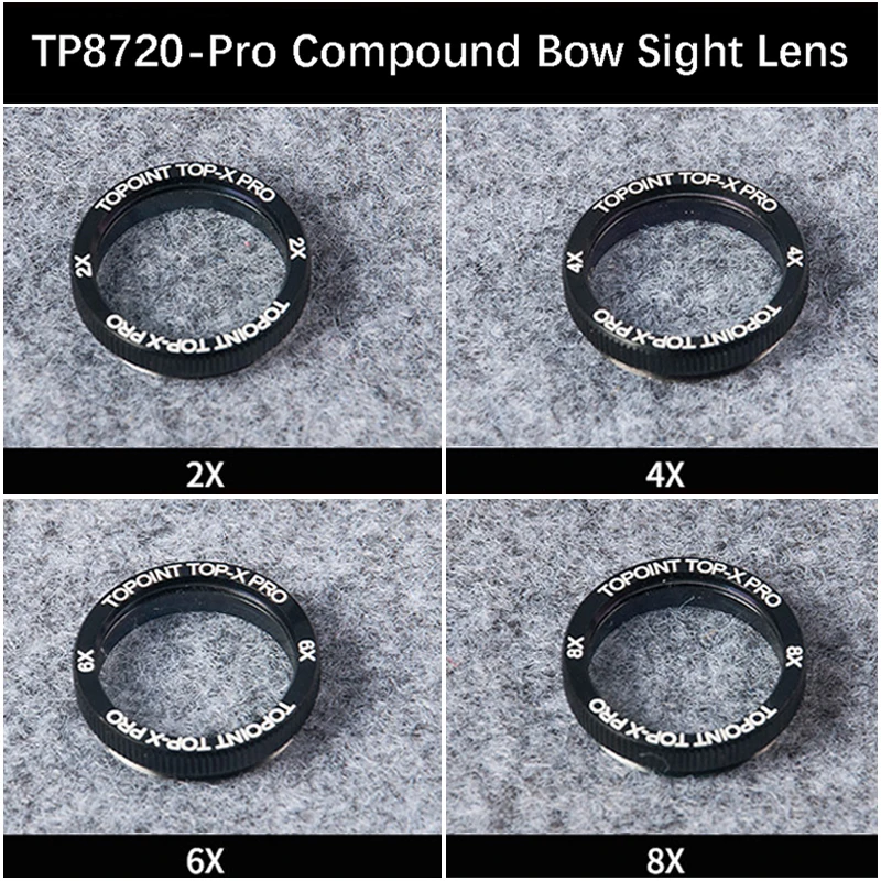 TP8720-Pro Compound Bow Sight Lens 2x/4x/6x/8x Magnify Scope Lenses Outdoor Archery Competitive Competition Shooting Accessory