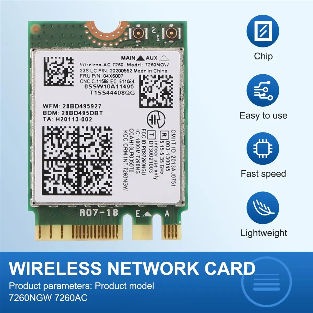 for T440 X240 Y40 Y70 Y50 7260AC Wireless Network Card 4.0 Bluetooth 04X6007