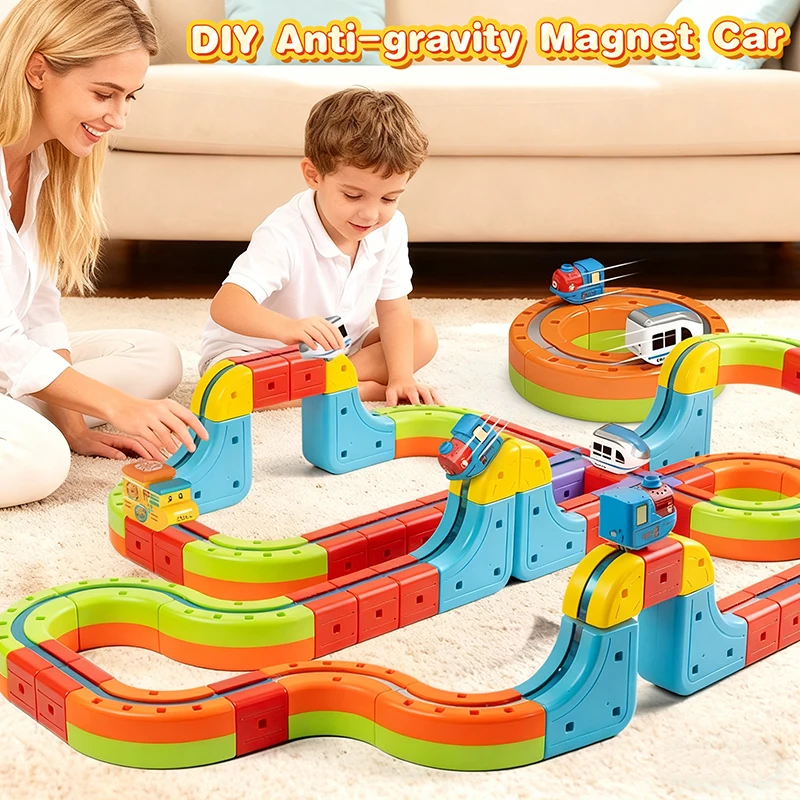 Children's Puzzle Electromagnetic Suction Cup High-speed Railway Track Cube Boy DIY Magnetic Assembly Toy Christmas Gift